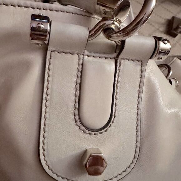 Vintage Gucci Pop Ivory leather tote bag with white bamboo handles - Picture 9 of 16